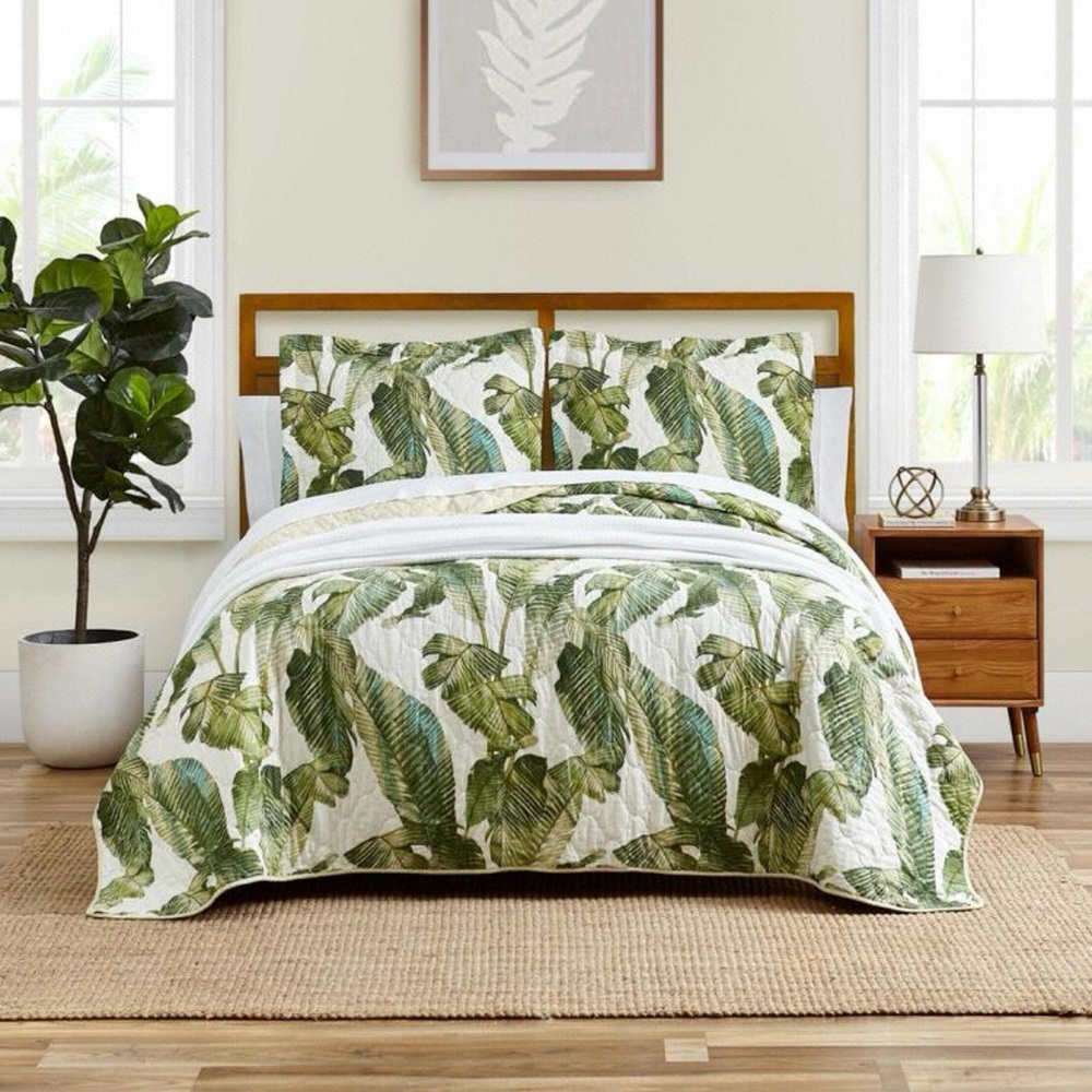 Tommy Bahama Green Leaf Quilt Set